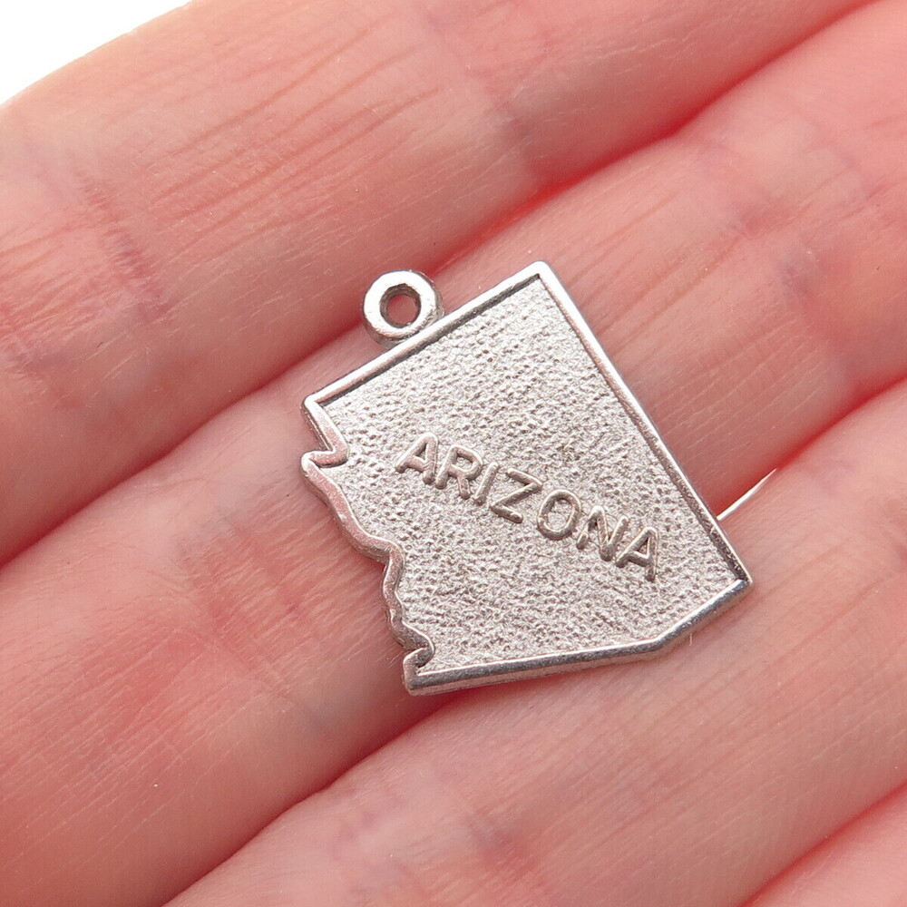 Rembrandt RQC 925 Sterling Silver Vintage Arizona State Map Mini Charm Pendant